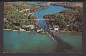 Michigan Aerial View Clam River where it empties into Torch Lake pm1964 ~ Chrome