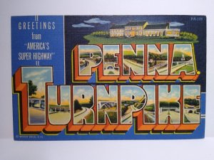 Pennsylvania Turnpike Postcard Greeting From Large Letter Linen Super Highway