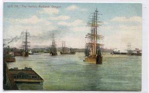 Sailing Ships Portland Harbor Oregon 1910c postcard