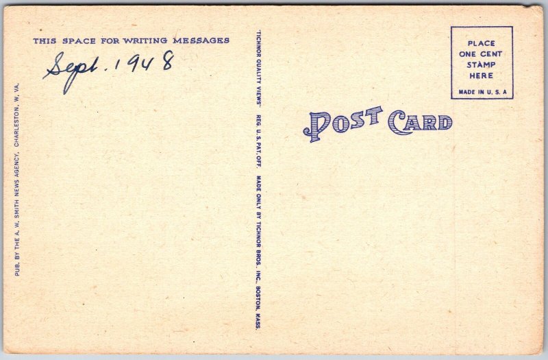 VINTAGE POSTCARD THE NEW POST OFFICE AT CHARLESTON WEST VIRGINIA 1948