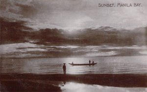 Original Early  Photo Style,  Sunset, Manila Bay, Philippines, Old Postcard