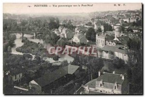 Old Postcard Poitiers panoramic view towards the Pont Neuf