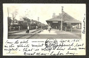 UNION STATION CHATHAM NEW YORK TRAIN DEPOT BLACK AMERICANA MOMBASA POSTCARD 1905