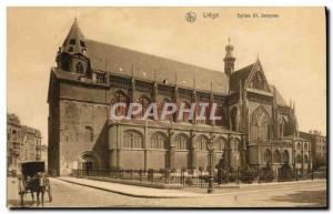 Old Postcard Liege Church St Jacques