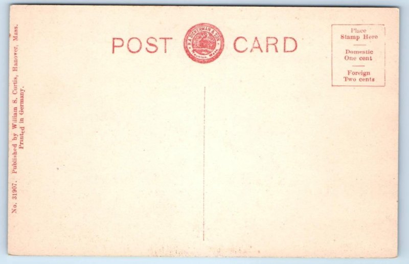 HANOVER, MA Massachusetts ~ JOHN CURTIS LIBRARY c1910s Hand Colored  Postcard