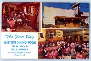 1960 Mesa Arizona Postcard The Feed Bag Western Dining Room Restaurant Multiview
