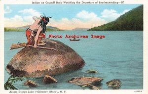 Native American Indian Looking Across Otsego Lake New York, Glimmer Glass