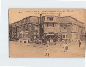 Postcard Edith Cavell Monument and Belgian School for Nurses, Uccle, Belgium