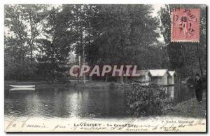 Old Postcard Le Vesinet The great lake Fisherman