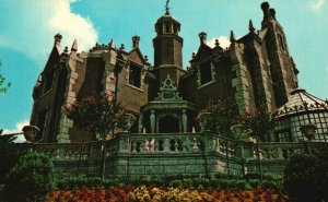 Vintage Postcard The Haunted Mansion Deathly Splendor Happy Ghost Retirement