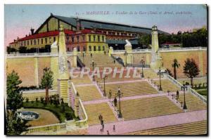 Old Postcard Marseille Staircase Monument De La Gare St Charles