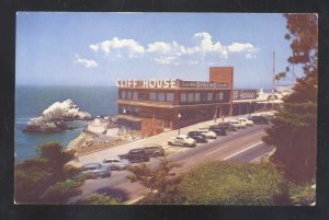 SAN FRANCISCO CALIFORNIA CLIFF HOUSE RESTAURANT 1940;s CARS VINTAGE POSTCARD