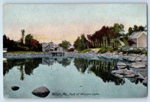 1918 Wilton Maine Postcard Foot Wilsons Lake Scene Houses Big Rocks River Posted