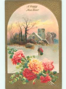 Divided-Back NEW YEAR SCENE Great Postcard W7604