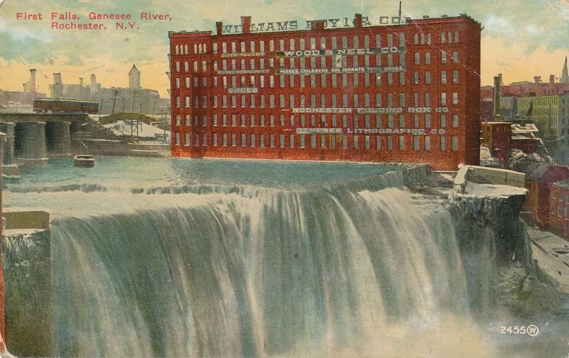 Rochester NY, New York - The First Falls of th Genesee River - pm 1912 - DB