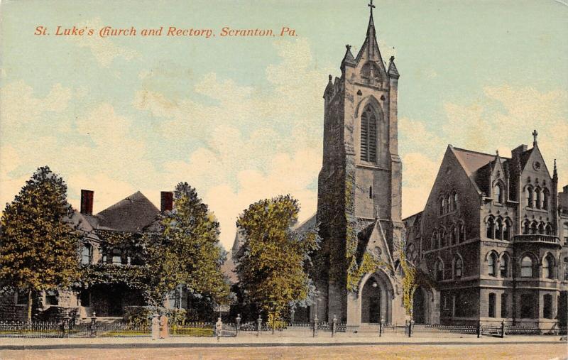 Scranton Pennsylvania~St Luke's Church & Rectory~Gothic Architecture~1910 PC