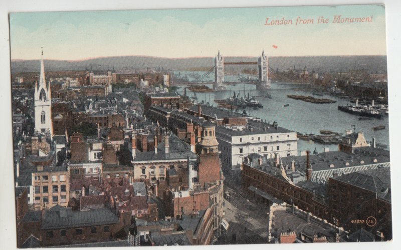 P2603 postcard valentines series london birds eye view river bridge ships etc