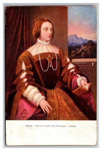 Portrait of Isabella of Portugal by Titian UNP DB Postcard U25