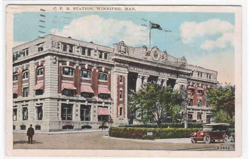 CPR Railway Station Winnipeg Manitoba Canada 1933 postcard