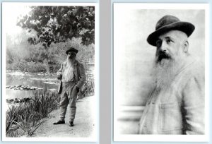 2 Postcards ARTIST CLAUDE MONET at Giverny, France & PORTRAIT  ~ 1988 4x6