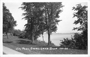 City Park Storm Lake Iowa #160-75 RPPC Photo Postcard 21-4272