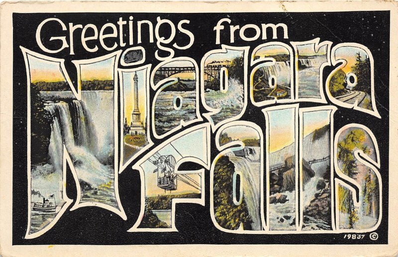 Niagara Falls New York 1920s LARGE LETTER Greetings Postcard 