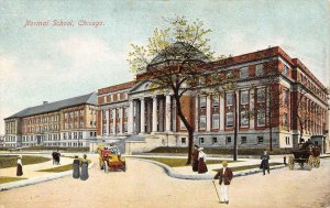 CHICAGO, Illinois IL    NORMAL SCHOOL   Early Car~Ladies    ca1910's Postcard