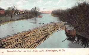Huntington West Virginia Guyandotte River Logging Vintage Postcard AA60611