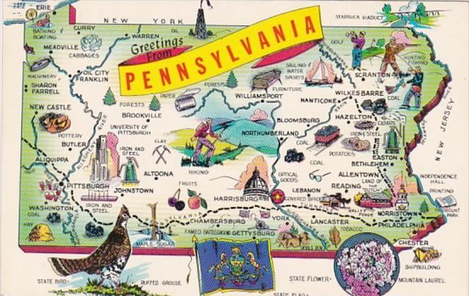 Greetings From Pennsylvania With Map