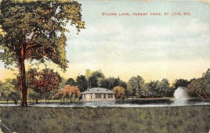 SYLVAN LAKE FOREST PARK SAINT LOUIS MISSOURI MOUND STATION POSTCARD 1910