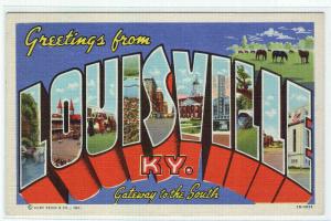 Louisville Kentucky Large Letter Linen postcard