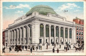 VINTAGE POSTCARD THE CONSOLIDATED STOCK EXCHANGE AT NEW YORK CITY POSTED 1917