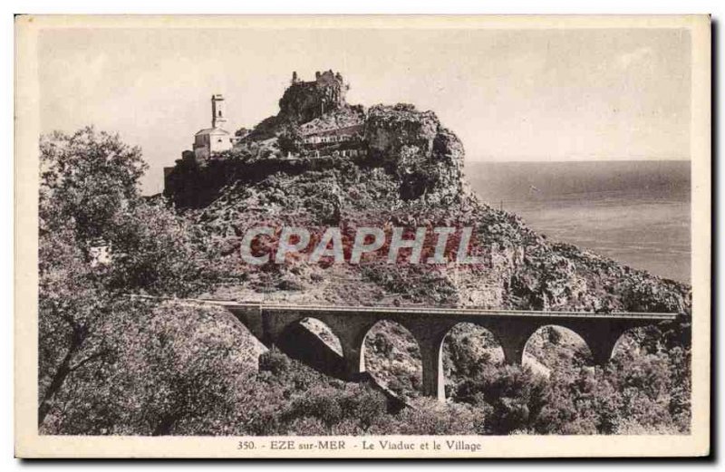 Old Postcard Eze Sur Mer The Vladuc and the Village