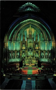 Interior View Notre-Dame Church Montreal Canada Postcard VTG UNP Plastichrome 