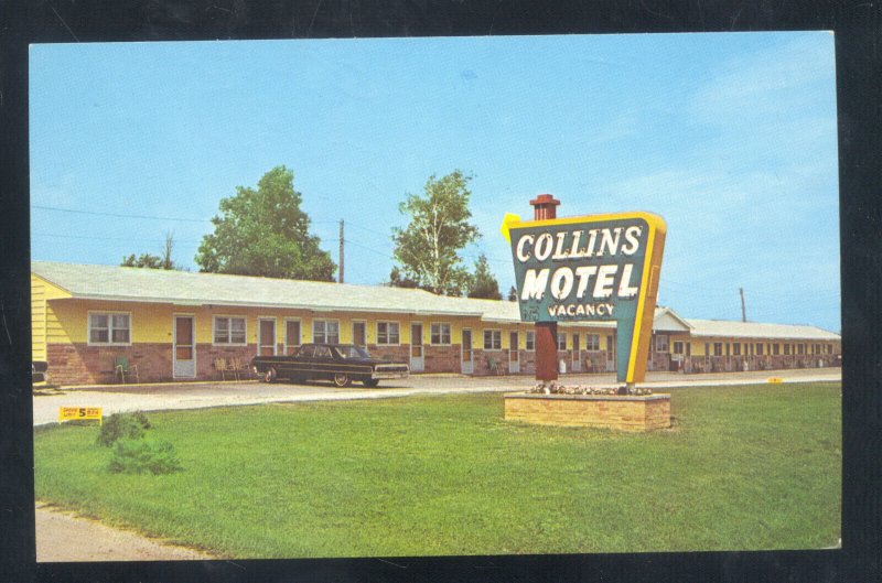 ST. Ignace Michigan Collins Motel Vintage Advertising Postcard