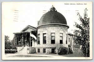 Sullivan Indiana~Public Library Bldg Exterior~PM 1942~CT Photo-Finish~Postcard