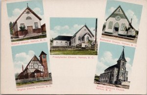 Vernon BC Churches Multiview British Columbia Unused Loveridge Postcard H53