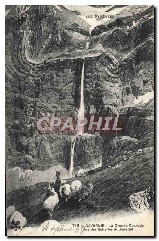 Old Postcard The Pyrenees Gavarnie La Grande Cascade view Scales of Saradet S...