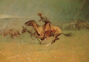Stampeded by Lightnig,Remington Western Painting
