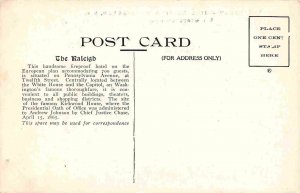 Hotel Raleigh Lobby Interior Washington DC 1910c postcard