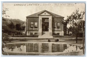 Red Wing Minnesota MN Postcard Carnegie Lawther Library Exterior Building c1910