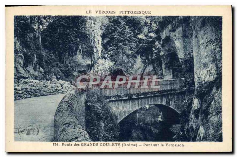 Postcard Old Picturesque Vercors Drome Road Great Narrow Bridge Vernaison