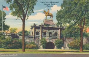 Grant on Horse Monument in Lincoln Park - Chicago IL, Illinois - Linen