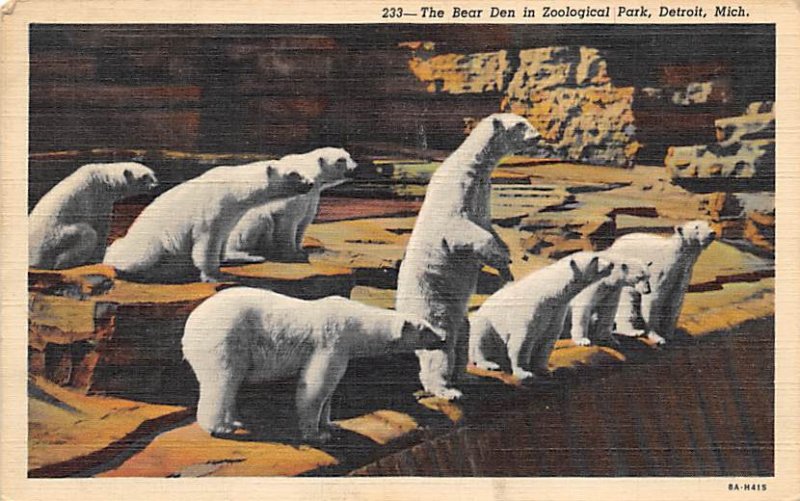 Bear Den in Zoological Park Detroit, Michigan, USA Bear 1944 