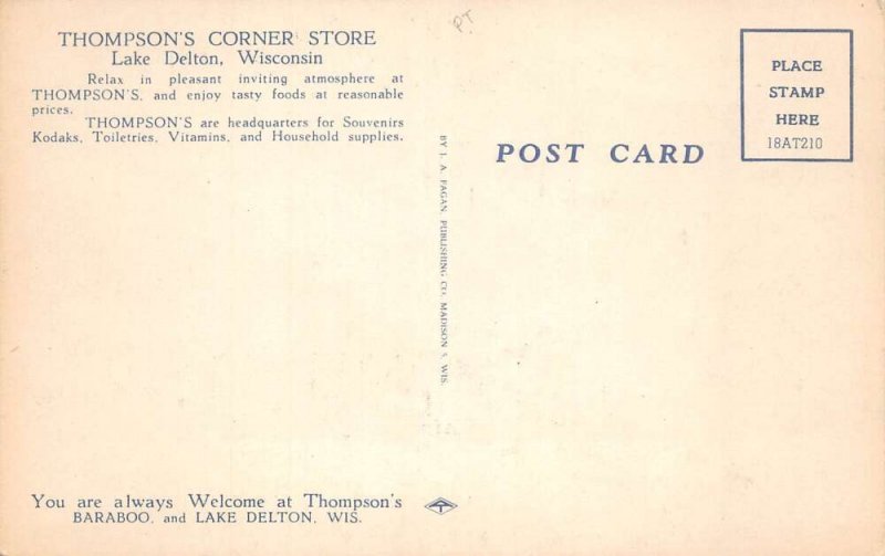 Lake Delton Wisconsin Thompson's Corner Store Restaurant Postcard AA60537