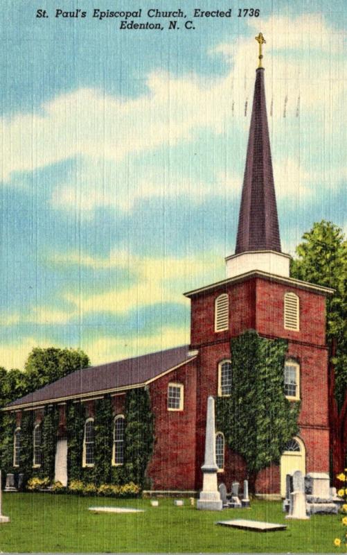 North Carolina Edenton St Paul's Episcopal Church 1954 Curteich