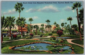 Vtg Daytona Beach Florida FL Beach Street Waterfront Park 1940s View Postcard