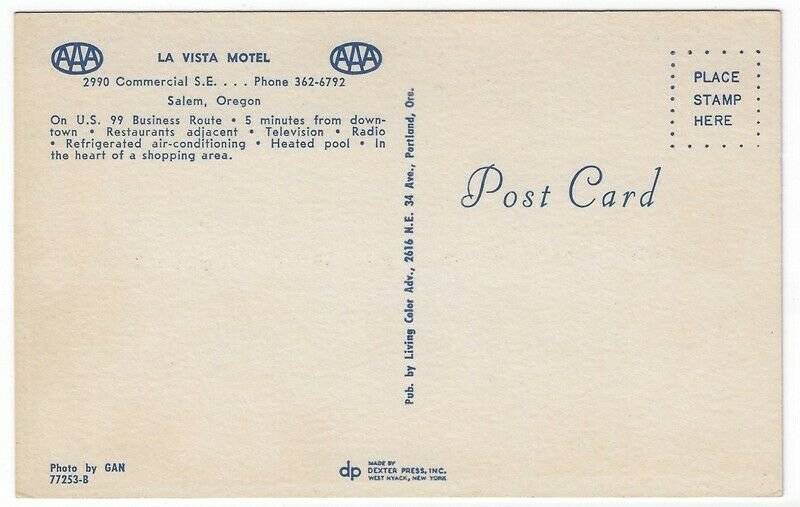 Salem, Oregon, Vintage Postcard View of La Vista Motel