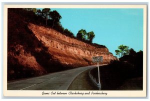 c1950 Gums Cut Between Clarksburg Parkersburg Road Hills Forest WV Postcard