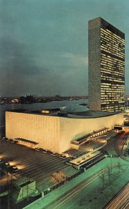 10558 United Nations Building at Night, New York City 1964